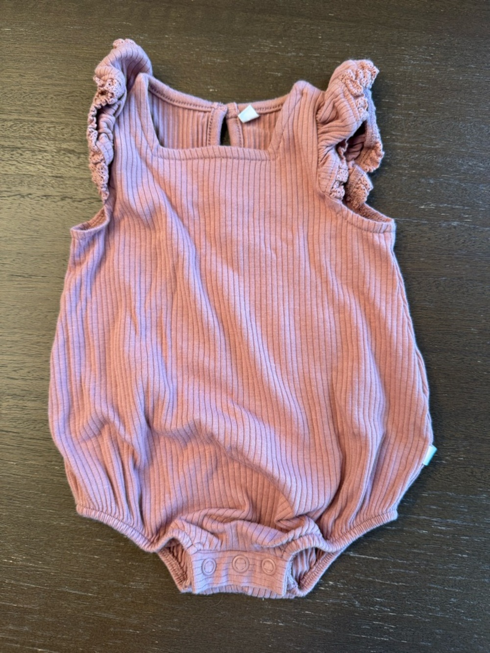 Mori Baby Rose Frilled Ribbed Bloomer Romper